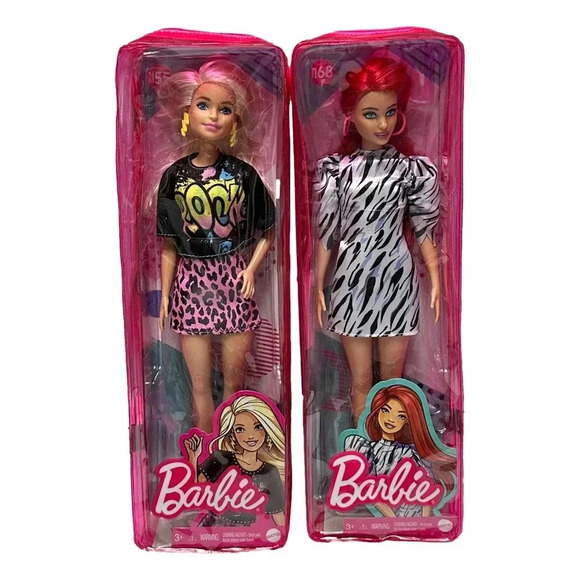 Fashionistas Barbie Fashion Doll Lot 2 Numbers 155  Blonde and 168 Red New - Picture 1 of 7